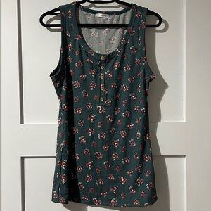 Floral Teal Sleeveless Tank Top - multiple sizes!